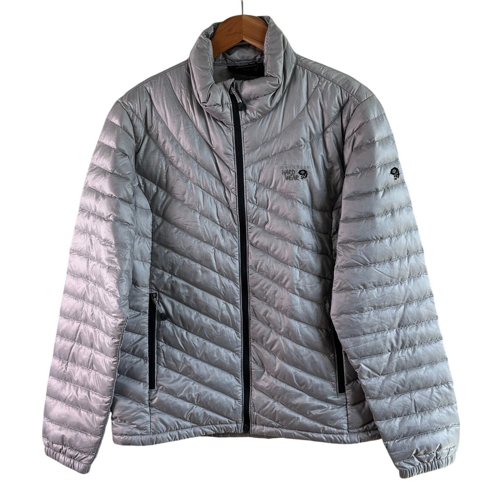 Mountain Hardwear Slim Puffer Jacket Silver Womens Large Down Quilted OL4133